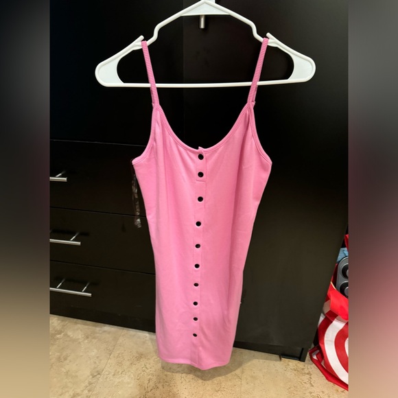 Active USA Dresses & Skirts - ACTIVE USA Pink Button Down Ribbed Cami Dress